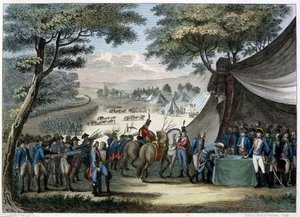 Kenraali Hochen (1768-97) Pacification of the Vendee 20. huhtikuuta 1795 (värikaiverrus)