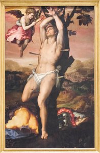 São Sebastião recebe a Coroa e a Palma do Martírio Finlandês tekijältä Girolamo (1521 c.1580) Siciolante