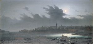 Näkymä Maltan satamasta yöllä, 1876