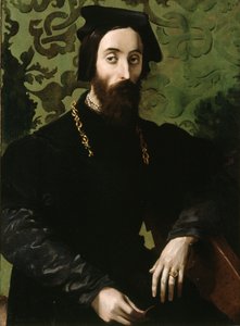 Muusikon muotokuva, n.1540 (öljy paneelille) tekijältä Girolamo Mazzola (attr.) Bedoli