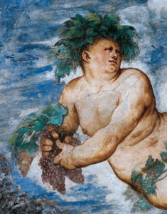 Syksyn allegoria, yksityiskohta Girolamo Romaninon freskoista (n. 1484-1559 jälkeen), Bernardo Clesion tilaus tekijältä Girolamo Romanino