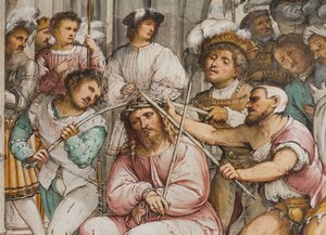 Keskilaivo, neljäs eteläjänne, orjantappurien kruunaus, Girolamo Romanino tekijältä Girolamo Romanino
