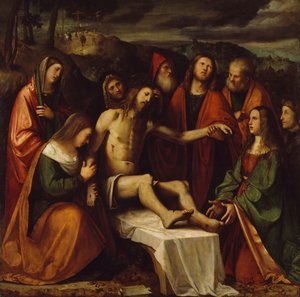 Girolamo Romaninon Pieta (n. 1484-1562 jälkeen), öljy kankaalle tekijältä Girolamo Romanino