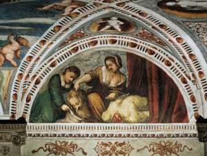 Tarina Judithista ja Holofernesista, Yksityiskohta Girolamo Romaninon freskoista (n. 1484-1559 jälkeen), Bernardo Clesion tilaus