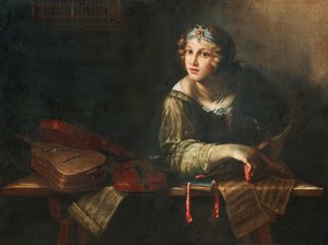 Representació al·legòrica amb instruments musicals i notes, segona meitat del segle XVII... finlandès tekijältä Girolamo Scaglia