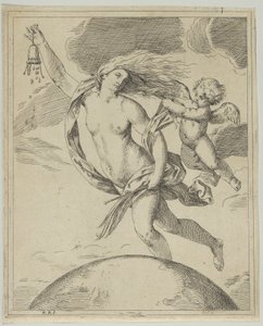 Onni lentää maapallon yläpuolella..., n. 1660-80. tekijältä Girolamo Scarsello