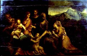 Pyhän Katariinan mystinen häät (öljy paneelille) tekijältä Girolamo da (circle of) Carpi