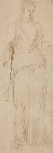 Seisova hahmo. Noin 1530/50 (?) tekijältä Girolamo da Carpi