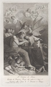 Kristus antaa pyhän sotakunnan polvistuvalle Pyhälle Katariinalle Siena..., 1750-1812.