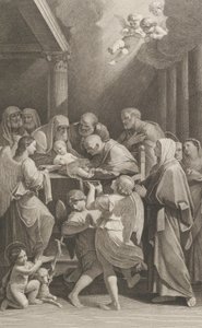 Kristuksen ympärileikkaus, häntä ympäröivä ryhmä miehiä, naisia ja enkeleitä,..., noin. 1760-1800.