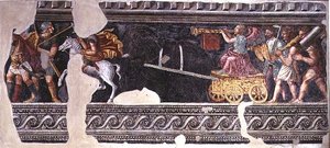 Fragmentti kohtauksesta voitosta (fresko) tekijältä Giulio (school of) Romano