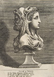 Herculesin ja Dejaniran rintakuva, n. 1531-76. tekijältä Giulio Bonasone