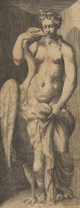 Leda ja joutsen, noin 1531-76. tekijältä Giulio Bonasone