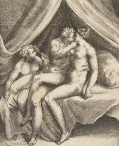 Venus ja Mars, teoksesta The Loves of the Gods, 1531-60. tekijältä Giulio Bonasone