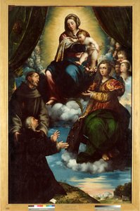 Madonna ja lapsi, Pyhä Katariina Alesandrialainen, Pyhä Franciscus ja Pietro Martire Print