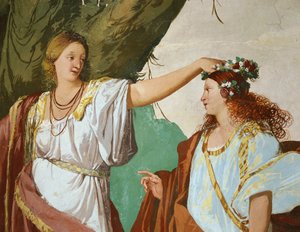 Nymfi Amaryllis kruunattiin suudelmakilpailun voittajaksi tekijältä Giulio Carpioni