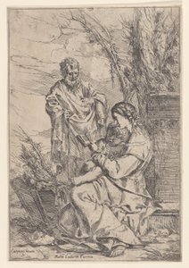 Pyhä perhe Neitsyen kanssa lukemassa kirjaa, 1640-60. tekijältä Giulio Carpioni