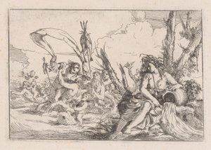 Vesi, jota edustaa puun juurella istuva naidi..., 1640-60. tekijältä Giulio Carpioni