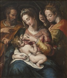 La Sainte Famille et Sainte Catherine - Pyhä perhe Pyhän Katariinan kanssa, kirjoittanut Procaccini, Giulio Cesare (1574-1625). Öljy kankaalle. Mitat: 77 x 67 cm. Tukholman kansallismuseo tekijältä Giulio Cesare Procaccini