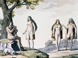 Muinaisten saksalaisten puvut, kaiverrus Giulio Ferrarion (1767-1847) muinaisista ja moderneista puvuista