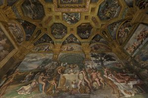 Freskoyksityiskohta Amorin ja Psychen kammiosta, 1526-1534 tekijältä Giulio Romano