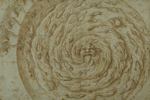 The Stream Oceanus (kynä ja ruskea muste, pesu paperille) tekijältä Giulio Romano