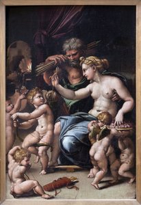 Venus ja Vulcan (öljy kankaalle) tekijältä Giulio Romano