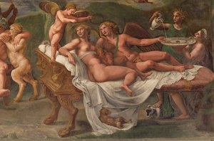 Amorin ja psyyken hääjuhla, yksityiskohta tekijältä Giulio Romano
