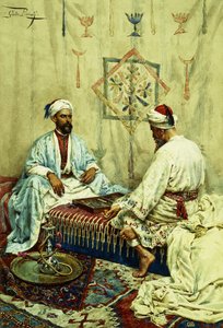 Arabit pelaamassa backgammonia sisätiloissa,