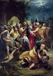Kristuksen pidätys, noin 1590-luku (öljy paneelille) tekijältä Giuseppe Cesari