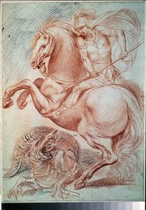 ""Saint George Slaying the Dragon"" (Saint George And The Dragon) Sanguine piirustus Giuseppe Cesari (1568-1640) 1600-luvun Pushkin-museo, Moskova tekijältä Giuseppe Cesari