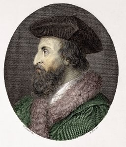 Italian lääkärin, runoilijan ja humanistin Girolamo Fracastoron muotokuva (Hieronymus Fracastorius tai Jerome Fracastor) (1478/83-1553) Kaiverrus yksityinen kokoelma tekijältä Giuseppe (after) Longhi