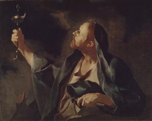 Mies lampun ja ruoskan kanssa Profeetta Sophonias tekijältä Giuseppe Antonio Petrini