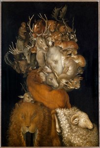 Maa, allegoria (maalaus puulle) tekijältä Giuseppe Arcimboldo