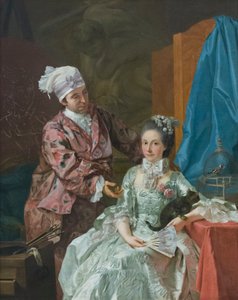 Omakuva vaimon kanssa, noin 1757 (öljy kankaalle).