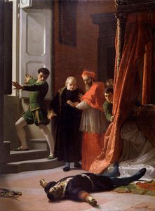 Lorenzino de Medicin tappama Firenzen herttua Alessandro de Medicin kuolema (öljy kankaalle tekijältä Giuseppe Bellucci