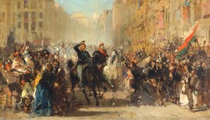 Napoleon III:n ja Vittorio Emanuele II:n saapuminen Milanoon 8. kesäkuuta 1859.
