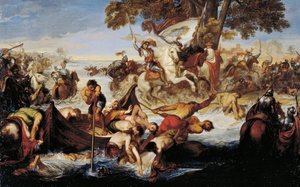 Giovanni delle Bande Neren armeija ylittämässä Addan, kirjoittanut Giuseppe Bezzuoli (1784-1855)