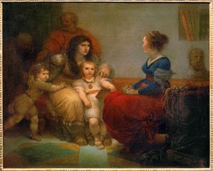 Cornelie, mere des Gracques - Cornelia, Gracchien äiti poikiensa Tiberiuksen ja Gaiuksen sekä tyttärensä Sempronian kanssa ... tekijältä Giuseppe Cades