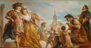 Antwerpenin kreivin Gautierin ja hänen tyttärensä Violanten tapaaminen, n. 1787.