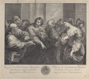 Kristus ja aviorikoksesta vangittu nainen, 1750-57. tekijältä Giuseppe Camerata