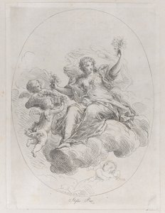 Allegorinen hahmo pilvellä putilla, Stefano Pozzin mukaan, n. 1745-1802.