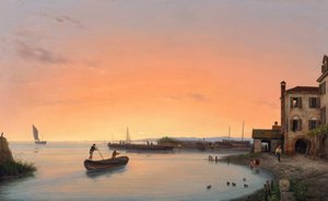 Chioggia ennen auringonnousua tekijältä Giuseppe Canella d. Ä.