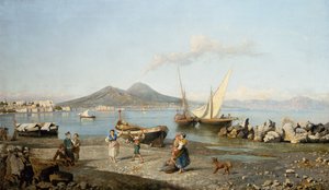 Näkymä Napolinlahdelle (öljy kankaalle) tekijältä Giuseppe Carelli