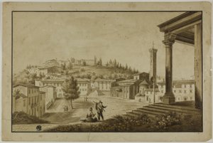 Näkymä Piazza in Fiesole tekijältä Giuseppe Gherardi