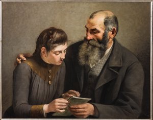 Opettaja ja tyttö (öljy kankaalle) tekijältä Giuseppe Goldoni