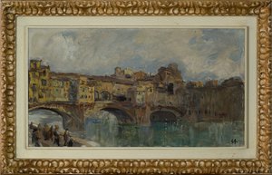 Ponte Vecchio Firenzessä (öljymaalaus kankaalle)
