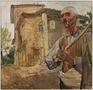 Mies piipulla (öljy kankaalle) tekijältä Giuseppe Graziosi