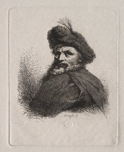 Miehen rintakuva, jolla on turkislakka tekijältä Giuseppe Longhi