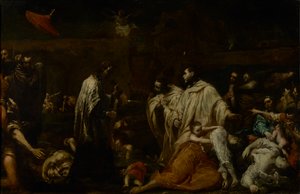 Siunattu Bernard Tolomei ruton lopettamisen puolesta Sienassa, n. 1735 (öljy kuparilla) tekijältä Giuseppe Maria Crespi